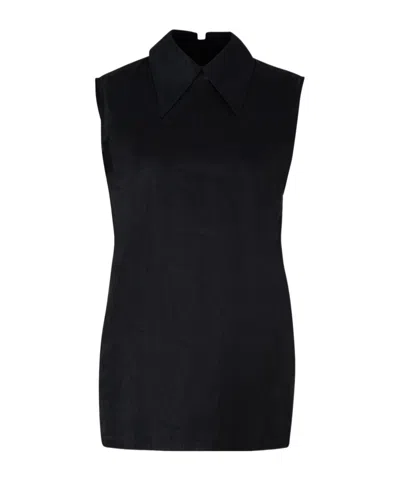 Jil Sander Sleeveless Cotton Top In Black