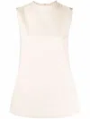 Jil Sander Sleeveless Cotton Top In Neutrals