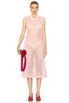 Jil Sander Pink Sleeveless Crewneck Midi Dress In Contton Candy