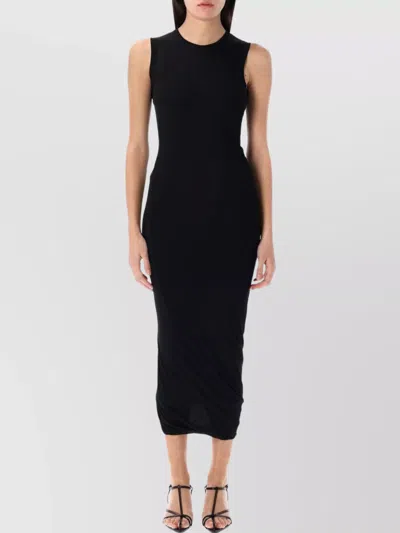 Jil Sander Sleeveless Crew Neck Midi Dress Stretch Fabric In Black