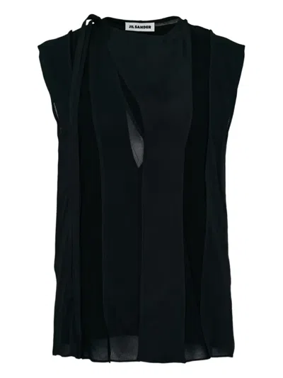 Jil Sander Sleeveless Cut-out Top In Black