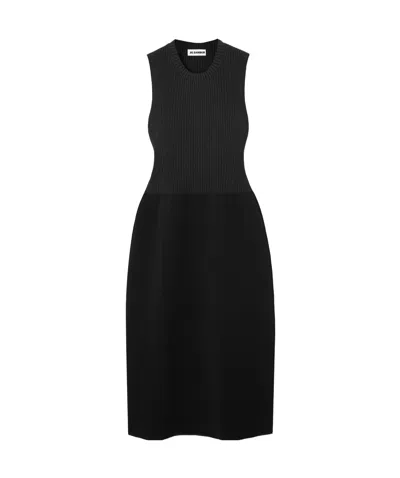 Jil Sander Calf Length Sleeveless Dress In Black