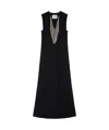 Jil Sander Fringed-mesh Maxi Dress In Black
