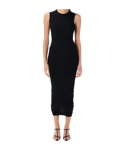 Jil Sander Sleeveless Crew Neck Midi Dress Stretch Fabric In Black