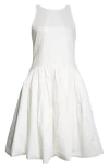 Jil Sander Pleated Sleeveless Mini Dress In 100 Optic White