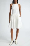 Jil Sander Pleated Sleeveless Mini Dress In 100 Optic White