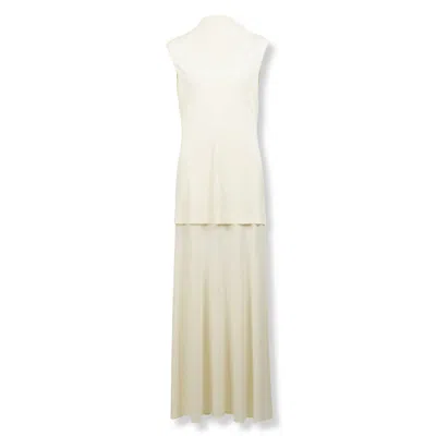 Jil Sander Sleeveless High-neck Maxi Dress In White