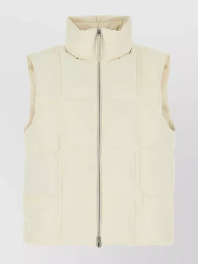 Jil Sander Sleeveless High Neck Quilted Padded Jacket In Beige