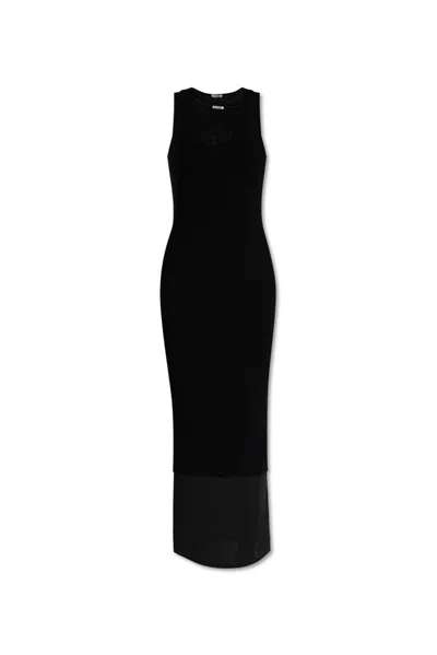 Jil Sander + Sleeveless Knit Midi Dress In Black