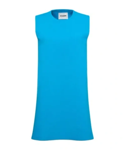 Jil Sander Sleeveless Knitted Mini Dress In Blue