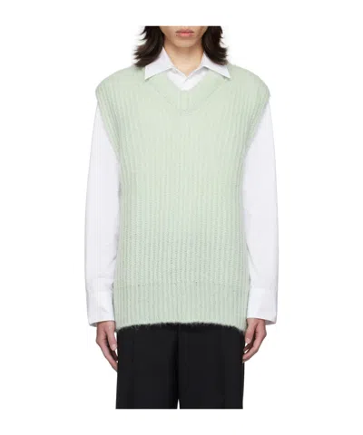 Jil Sander Sleeveless Knitted Sweater In White