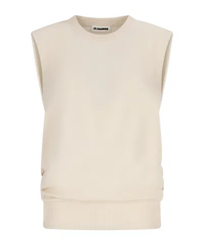 Jil Sander Sleeveless Knitted Vest In Nude