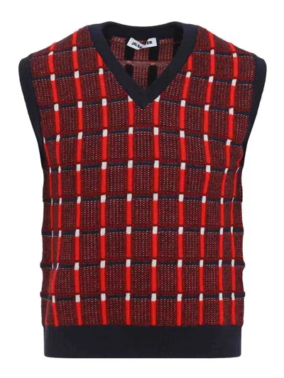 Jil Sander Sleeveless Knitted Vest In Red