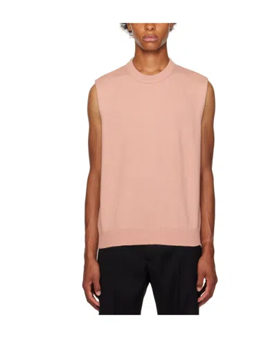 Jil Sander Sleeveless Knitted Vest With Round Neck In Pink