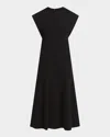 Jil Sander Sleeveless Midi A-line Dress In Black
