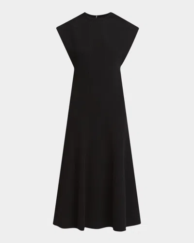 Jil Sander Sleeveless Midi A-line Dress In Black