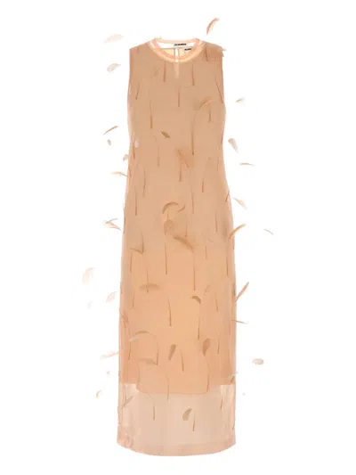 Jil Sander Women Salmon Silk Dress In Gold