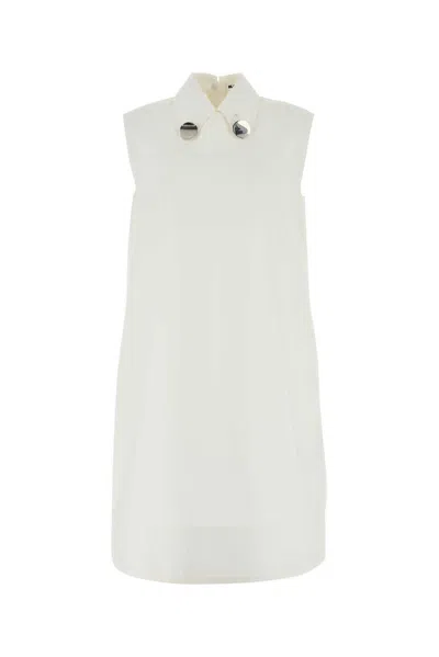 Jil Sander Sleeveless Mini Shirt Dress In White