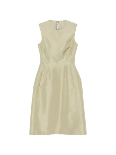 Jil Sander Sleeveless Panelled Midi Dress In Brown