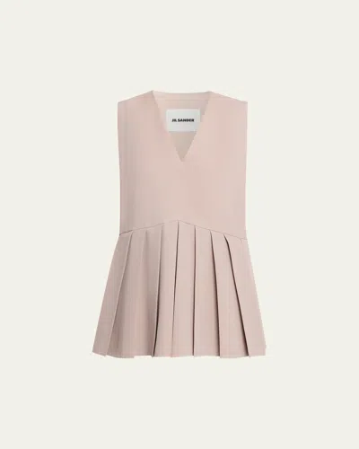 Jil Sander Sleeveless Pleated Peplum Top In Pink