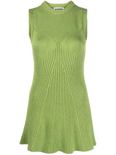 Jil Sander Sleeveless Ribbed-knit Top In Leaf Green