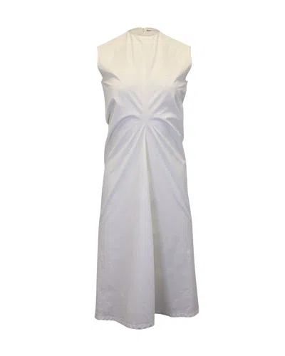 Jil Sander Sleeveless Shift Dress In White Cotton