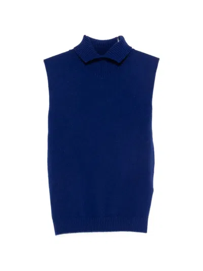 Jil Sander Sleeveless Sweater In Blue
