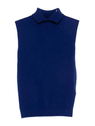 Jil Sander Sleeveless Sweater In Blue