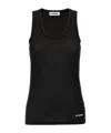 Jil Sander Black Crewneck Sleeveless Top In Cotton In Black
