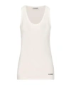 Jil Sander White Crewneck Sleeveless Top In Cotton In White