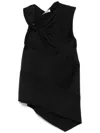 Jil Sander Sm Top Black Asymmetric Gloss With Bow In Black