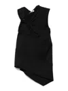 Jil Sander Sm Top Black Asymmetric Gloss With Bow In Black