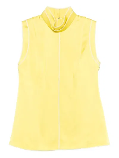Jil Sander Stand-up Collar Vest In Yellow