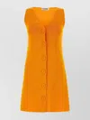 Jil Sander Sleeveless V-neck Ribbed Knit Dress In Orange