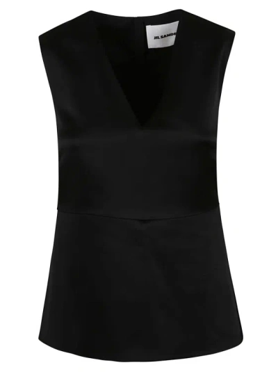 Jil Sander V-neck Tank Top In Black