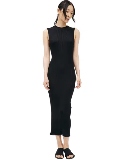 Jil Sander Sleeveless Crew Neck Midi Dress Stretch Fabric In Black
