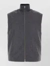 Jil Sander Sleeveless Wool Jacket With High Ribbed Collar In Gray
