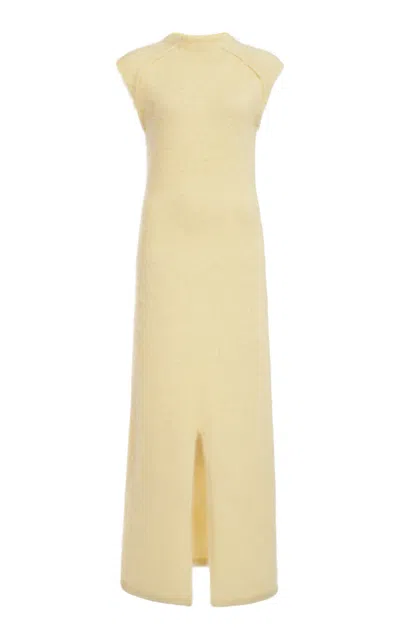 Jil Sander Sleeveless Wool-silk Midi Dress In Yellow