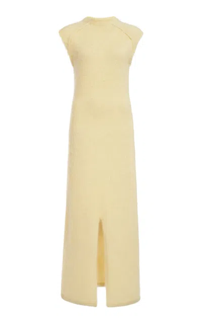 Jil Sander Sleeveless Wool-silk Midi Dress In Lime Wash
