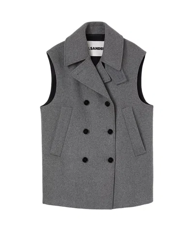 Jil Sander Sleevless Double-breasted Vest In Grey