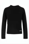 Jil Sander Slightly Cropped Long-sleeve Top With Subtle Texture In Black