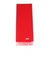 Jil Sander Rectangular Scarf Fringed Edges Refined Shape In Red