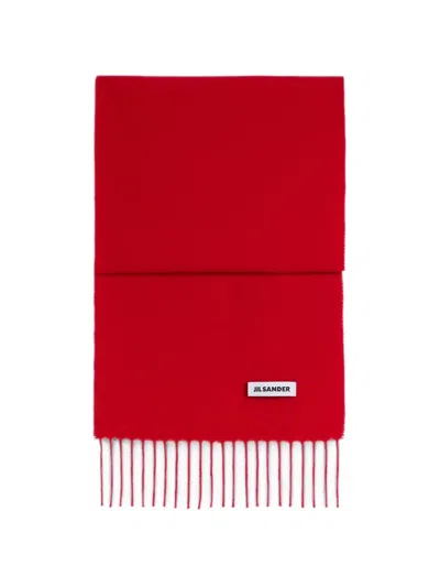 Jil Sander Slim Wool Scarf In Red