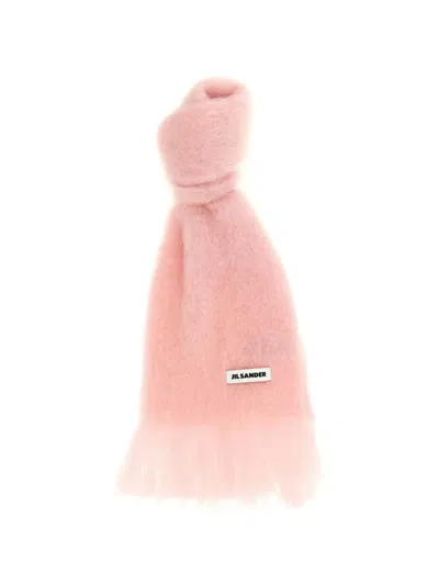 Jil Sander Slim Wool-blend Scarf In Pink