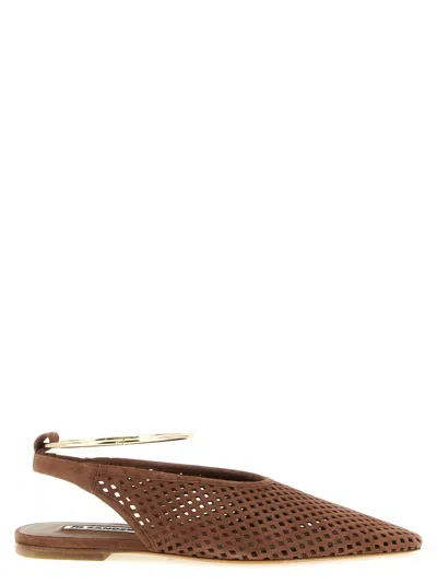 Jil Sander Sling Back Ballet Flats In Animal Print