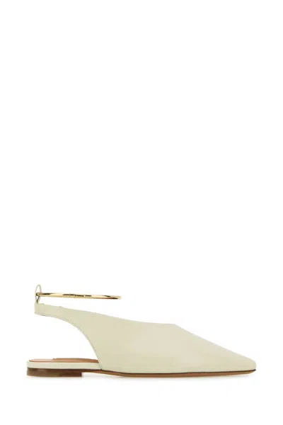 Jil Sander Leather Slingback Ballerina Shoes In Neutral