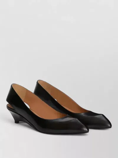 Jil Sander Slingback Ballerina Shoes Low Wedge Heel In Black