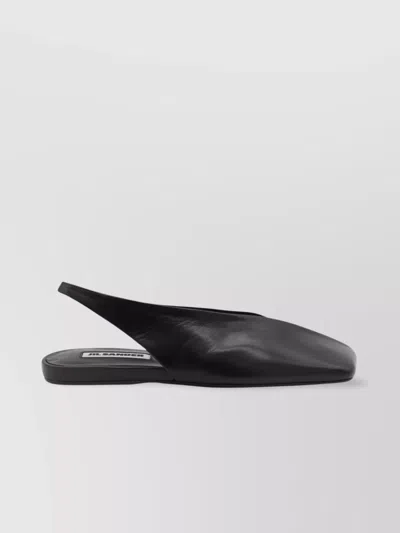 Jil Sander Slingback Flat Sole Ballerina Shoes In Black