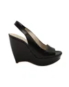 Jil Sander Slingback Peep Toe Wedge In Black Leather In Black