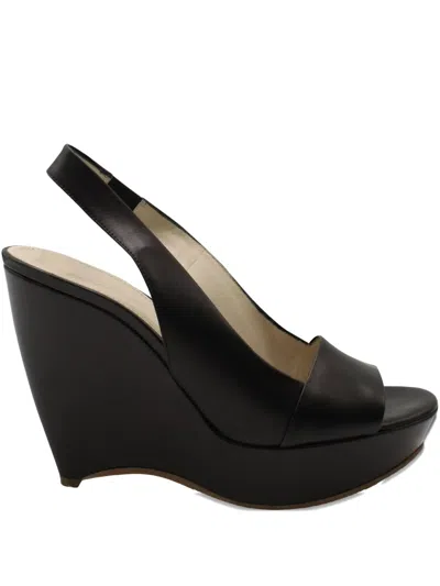 Pre-owned Jil Sander Slingback Wedge Sandals In Black